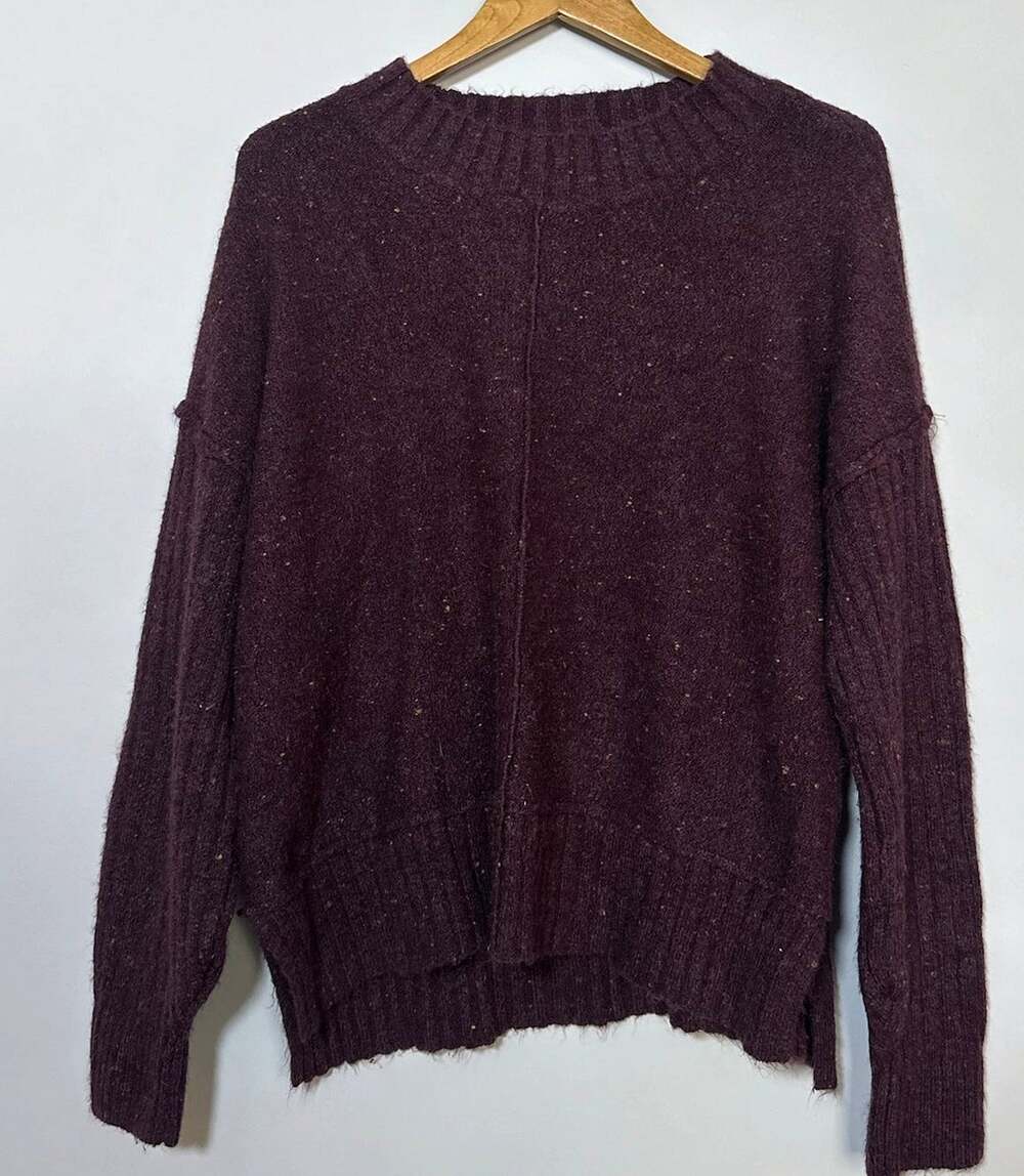 Margeaux & Ellie Womens XL Purple Mock Neck Sweater Ribbed Hem Pullover Knit
